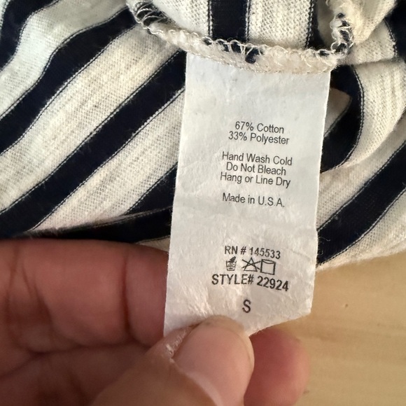 W5 Striped Black and White Sleeveless Top with Red Trim - Picture 2 of 7